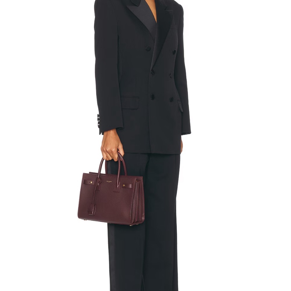 SAINT LAURENT
Baby Sac De Jour Tote/Shoulder Bag Burgundy with Silver Hardware